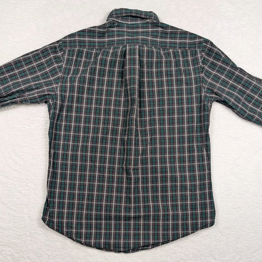 Polo Ralph Lauren Button Down Mens Medium‎ Green Plaid Custom Fit Long Slv Pony